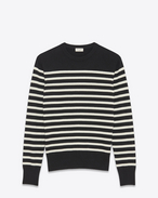 SAINT LAURENT Cashmere Tops U MARINÈRE Sailor Sweater in Black and Ivory Cashmere f