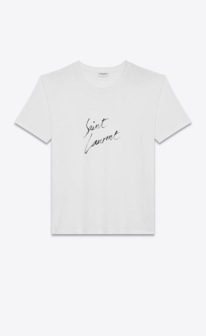 Saint Laurent Oversized SAINT LAURENT Signature T Shirt In Ivory And ...