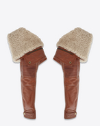 SAINT LAURENT RTW accessories D Aviator sleeves in shiny camel-color leather with removable ecru shearling lining f