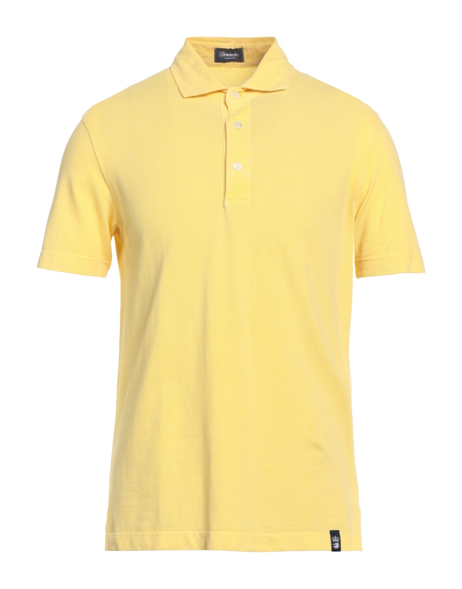 Drumohr Man Polo Shirt Light Yellow Size L Cotton
