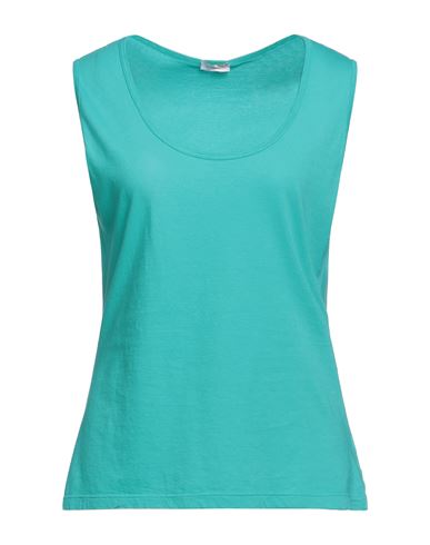 Rossopuro Woman Tank Top Turquoise Size 10 Cotton In Blue