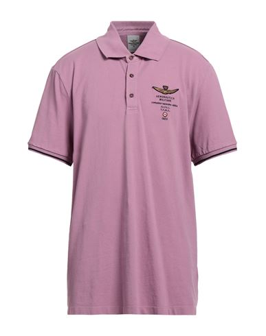 Aeronautica Militare Man Polo Shirt Mauve Size S Cotton In Purple