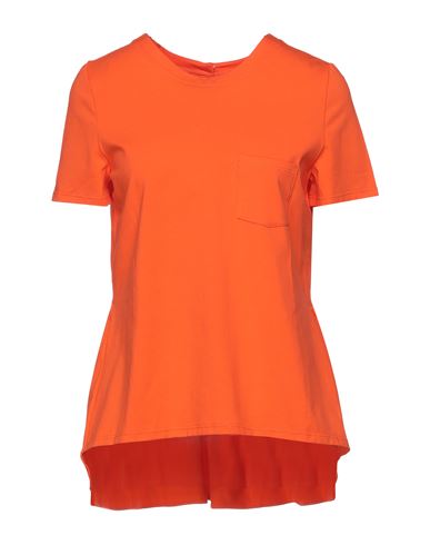 Woman T-shirt Orange Size 4 Cotton, Elastane