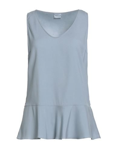 Brunello Cucinelli Woman Top Sky Blue Size L Silk, Elastane