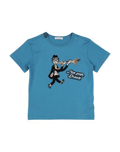 Shop Dolce & Gabbana Toddler Boy T-shirt Pastel Blue Size 6 Cotton, Wool, Acrylic, Polyester, Viscose