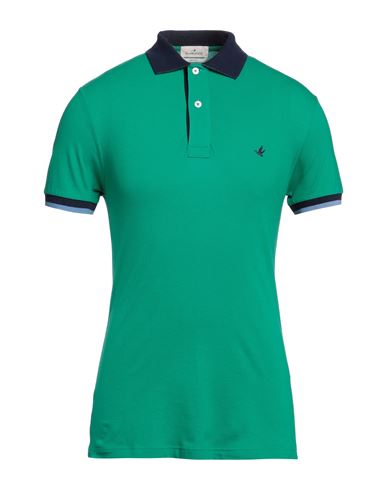 Brooksfield Man Polo Shirt Green Size 36 Cotton, Elastane