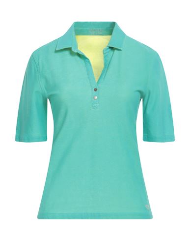 Woman Polo shirt Turquoise Size S Cotton, Elastane
