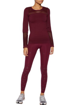 burgundy adidas leggings and top