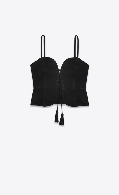 SAINT LAURENT Tops and Blouses Woman Laced corset in black suede a_V4
