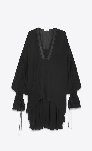SAINT LAURENT Tops and Blouses Woman Long peasant blouse in black silk georgette a_V4