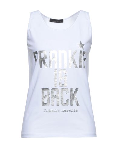 Frankie Morello Woman Tank top White Size M Cotton, Elastane