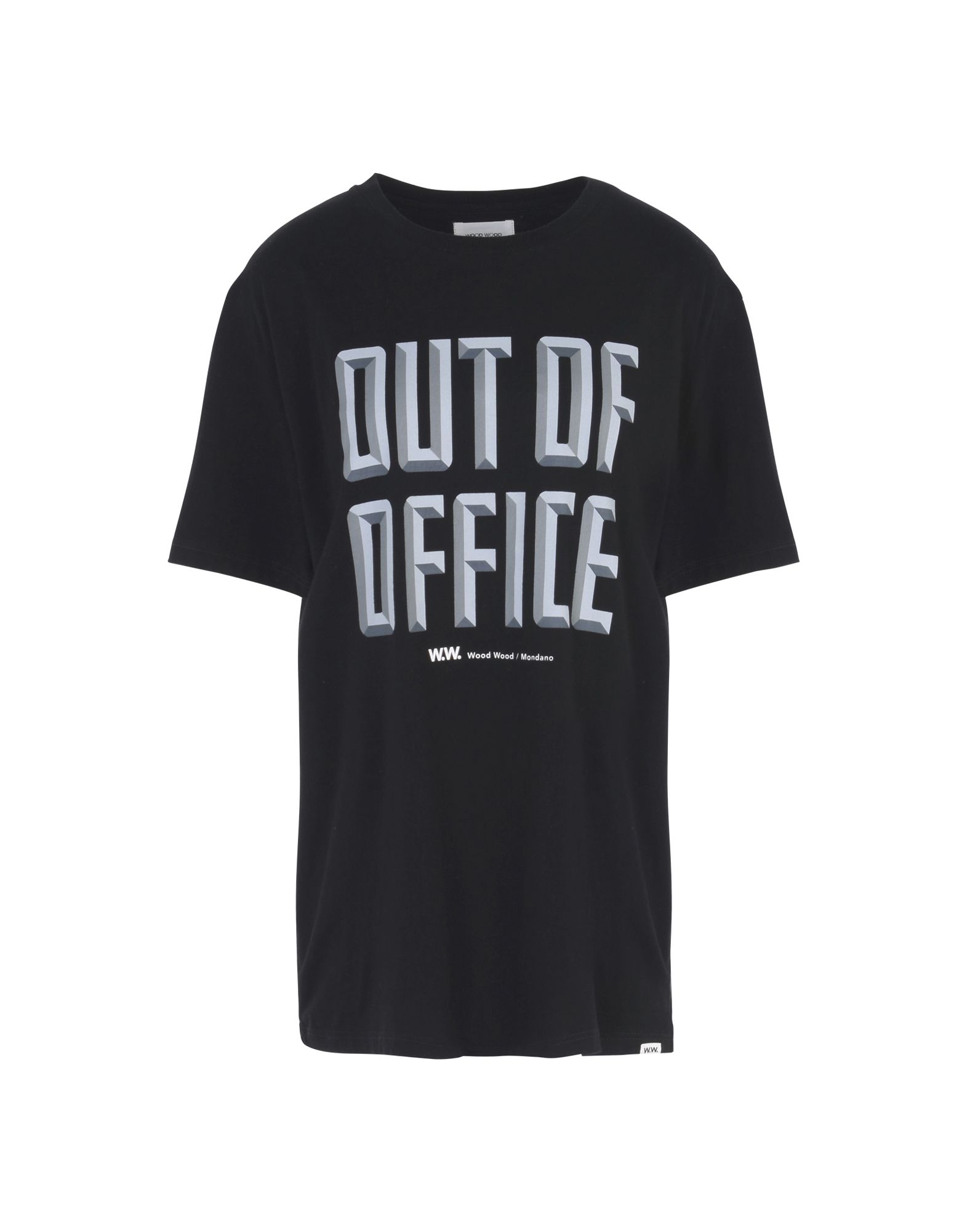 《送料無料》WOOD WOOD メンズ T シャツ ブラック S コットン 100% Out of Office T-shirt Mens graphic T-shirt