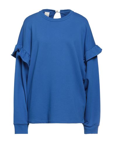 Pinko Woman Sweatshirt Bright Blue Size M Cotton, Polyester