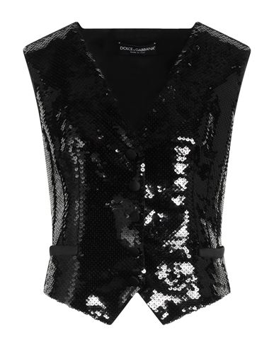 Woman Tailored Vest Black Size 6 Polyester, Silk, Elastane