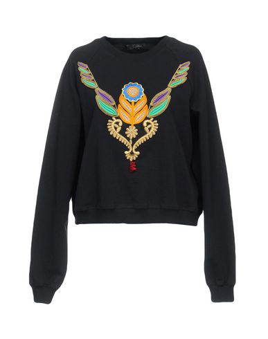 Soallure Woman Sweatshirt Black Size 8 Cotton, Elastane