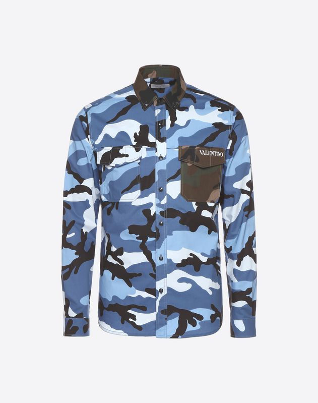 Camouflage-print poplin shirt for Man 