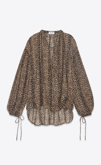 SAINT LAURENT Tops and Blouses Woman peasant blouse in leopard print a_V4
