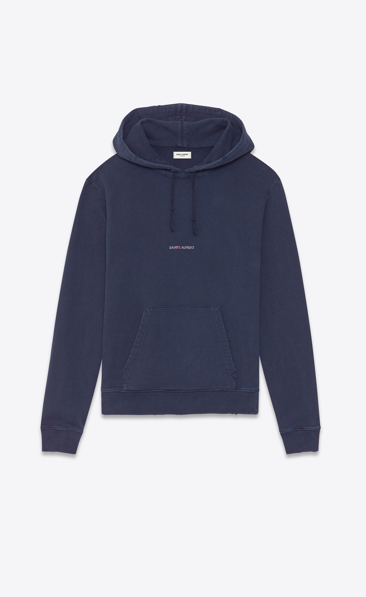 ‎Saint Laurent ‎Destroyed Saint Laurent Logo Hoodie ‎ | YSL.com