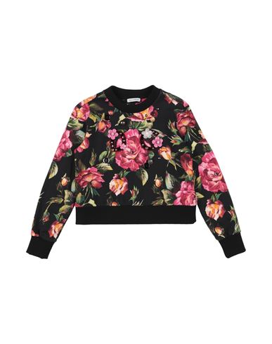 Shop Dolce & Gabbana Toddler Girl Sweatshirt Black Size 6 Cotton, Polyester, Brass, Plastic, Crystal