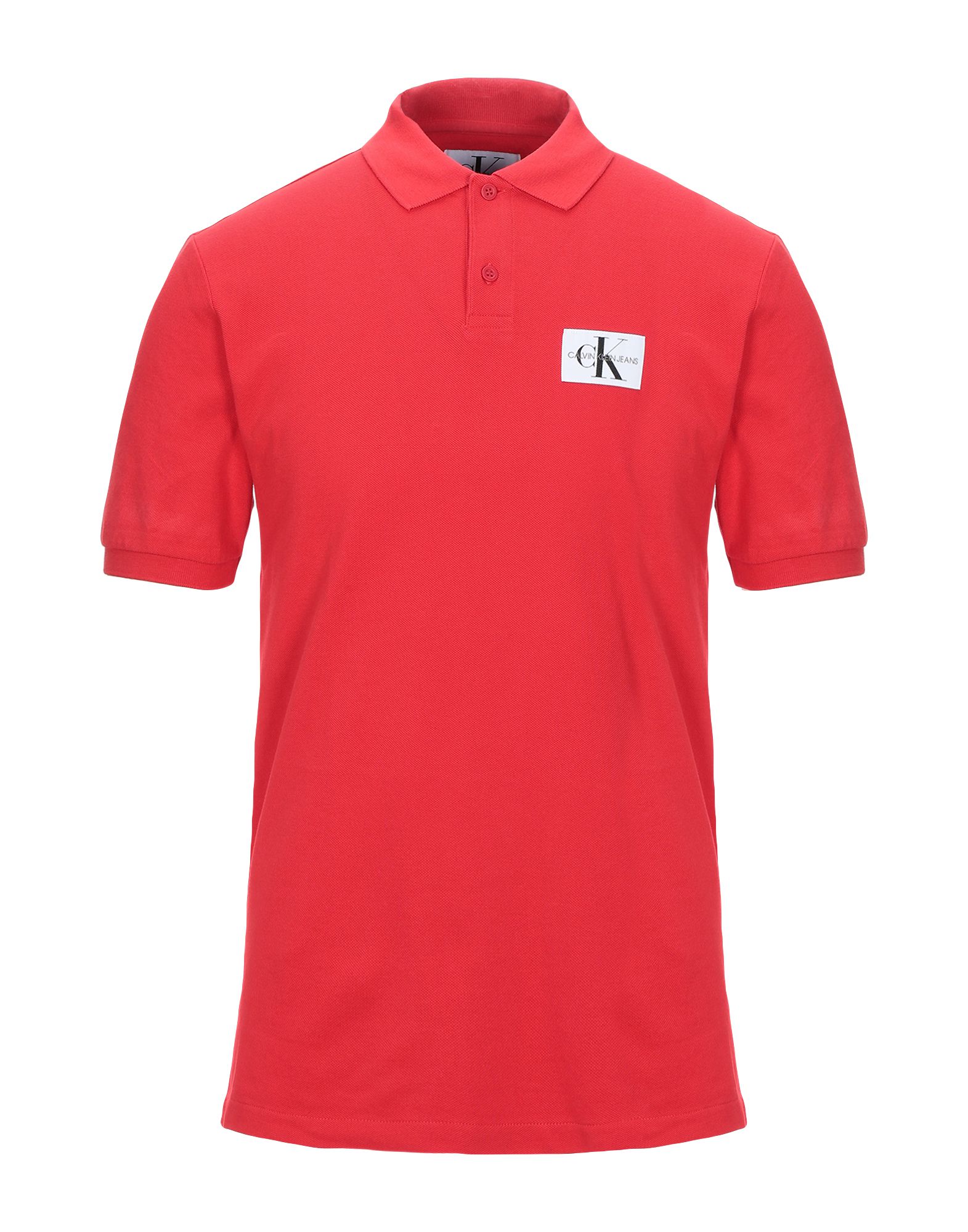 《セール開催中》CALVIN KLEIN JEANS メンズ ポロシャツ レッド XS コットン 100% MONOGRAM LOGO REGULA