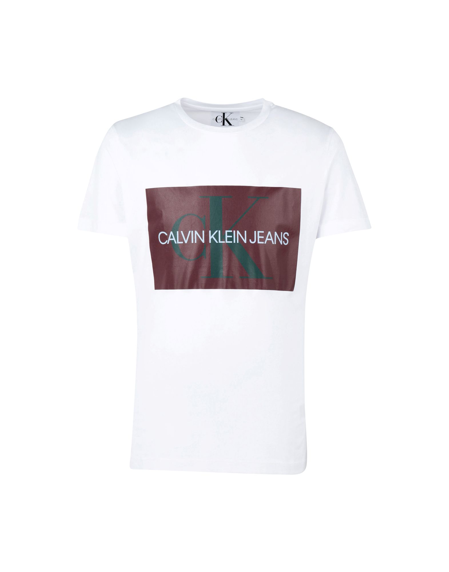 《送料無料》CALVIN KLEIN JEANS メンズ T シャツ ホワイト S コットン 100% MONOGRAM BOX LOGO SL