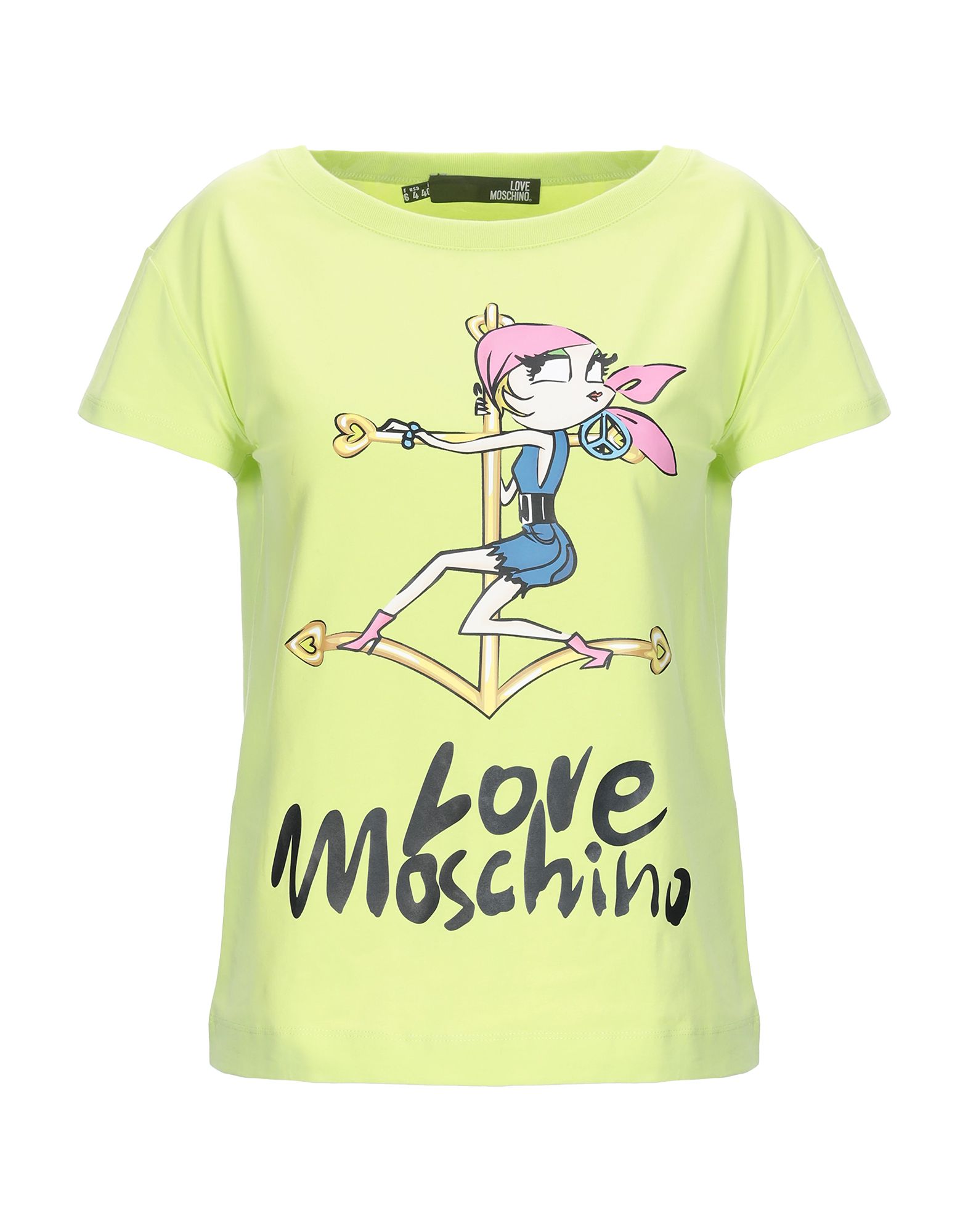 《セール開催中》LOVE MOSCHINO レディース T シャツ ライトグリーン 44 93% コットン 7% ポリウレタン