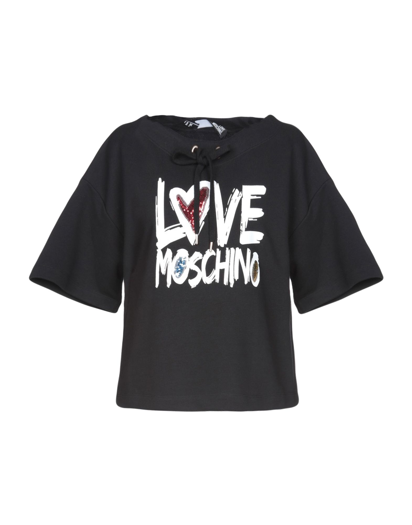 《セール開催中》LOVE MOSCHINO レディース スウェットシャツ ブラック 40 87% コットン 13% ポリエステル