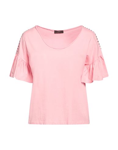 Woman T-shirt Pink Size M Cotton