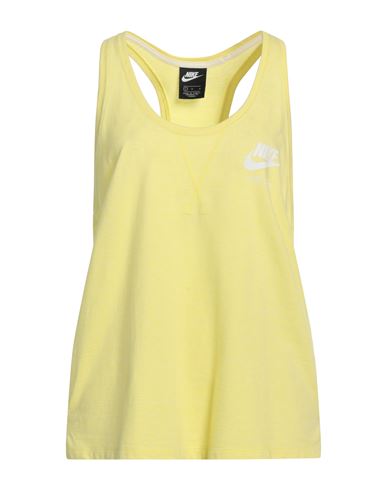 Nike Woman Tank Top Yellow Size L Cotton, Polyester