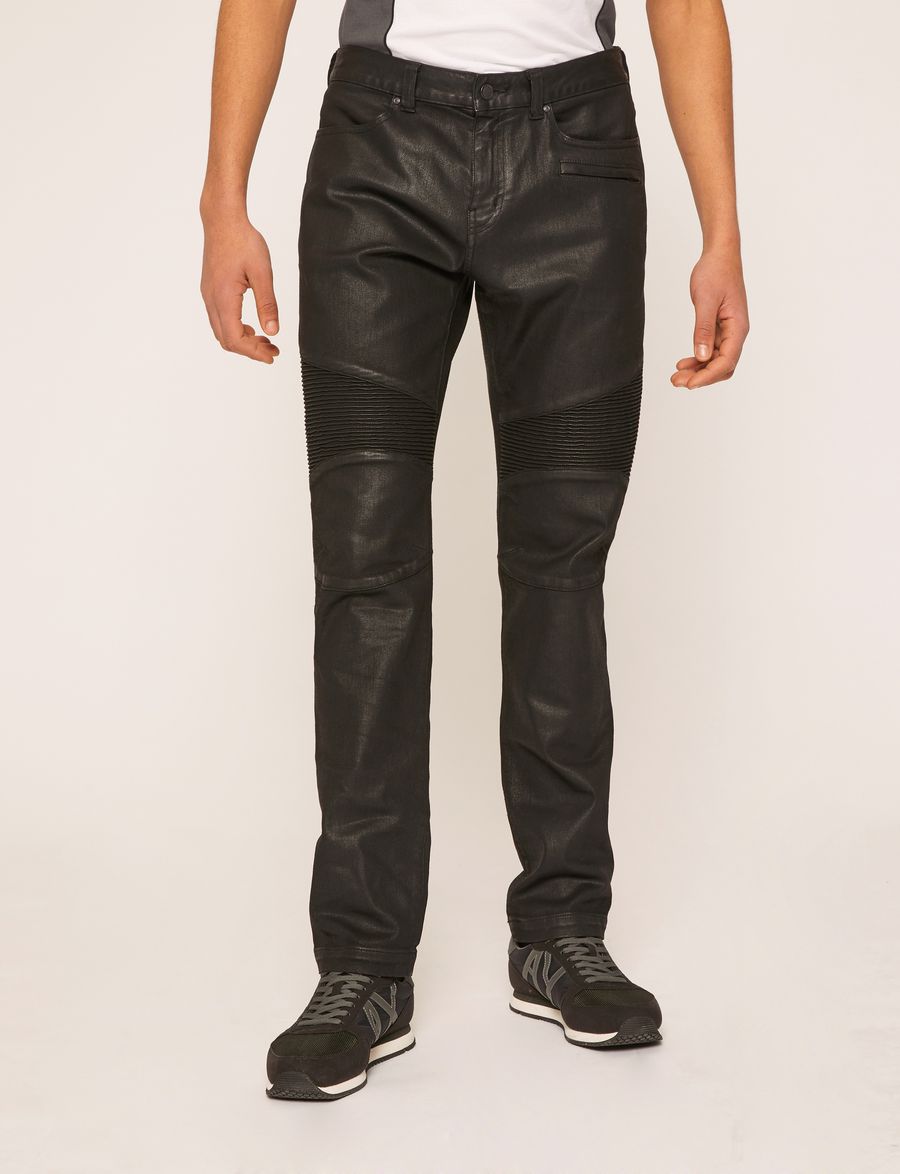 Armani Exchange J27 COATED BLACK BIKER JEAN, Skinny Jeans for Men | A|X ...