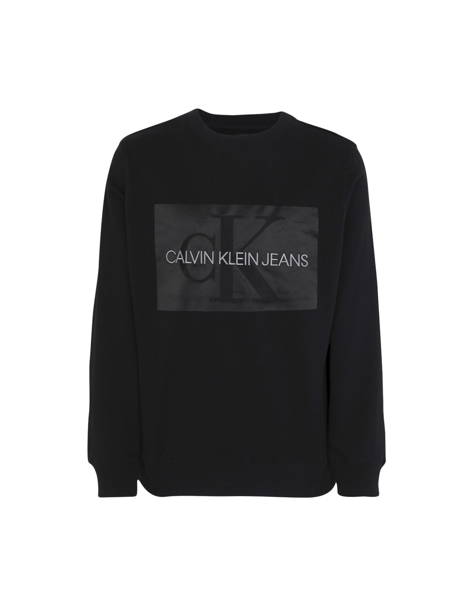 《送料無料》CALVIN KLEIN JEANS メンズ スウェットシャツ ブラック S コットン 100% OUTLINED MONOGRAM RE