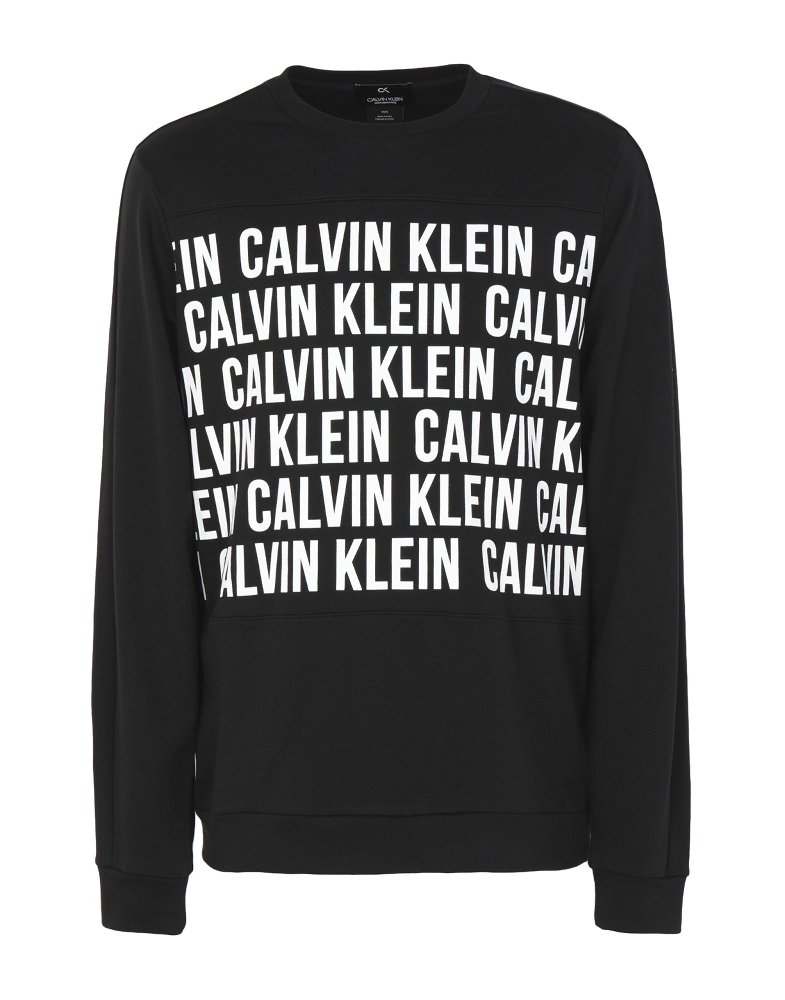 《送料無料》CALVIN KLEIN PERFORMANCE メンズ スウェットシャツ ブラック S コットン 100% PULLOVER PRINT