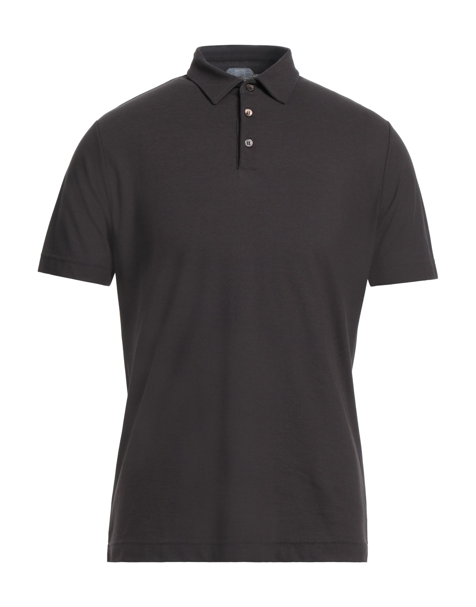Zanone Mother Of Pearl Buttons Polo Shirt In Black In Dark Brown