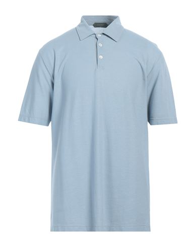 Shop Zanone Man Polo Shirt Light Blue Size 46 Cotton