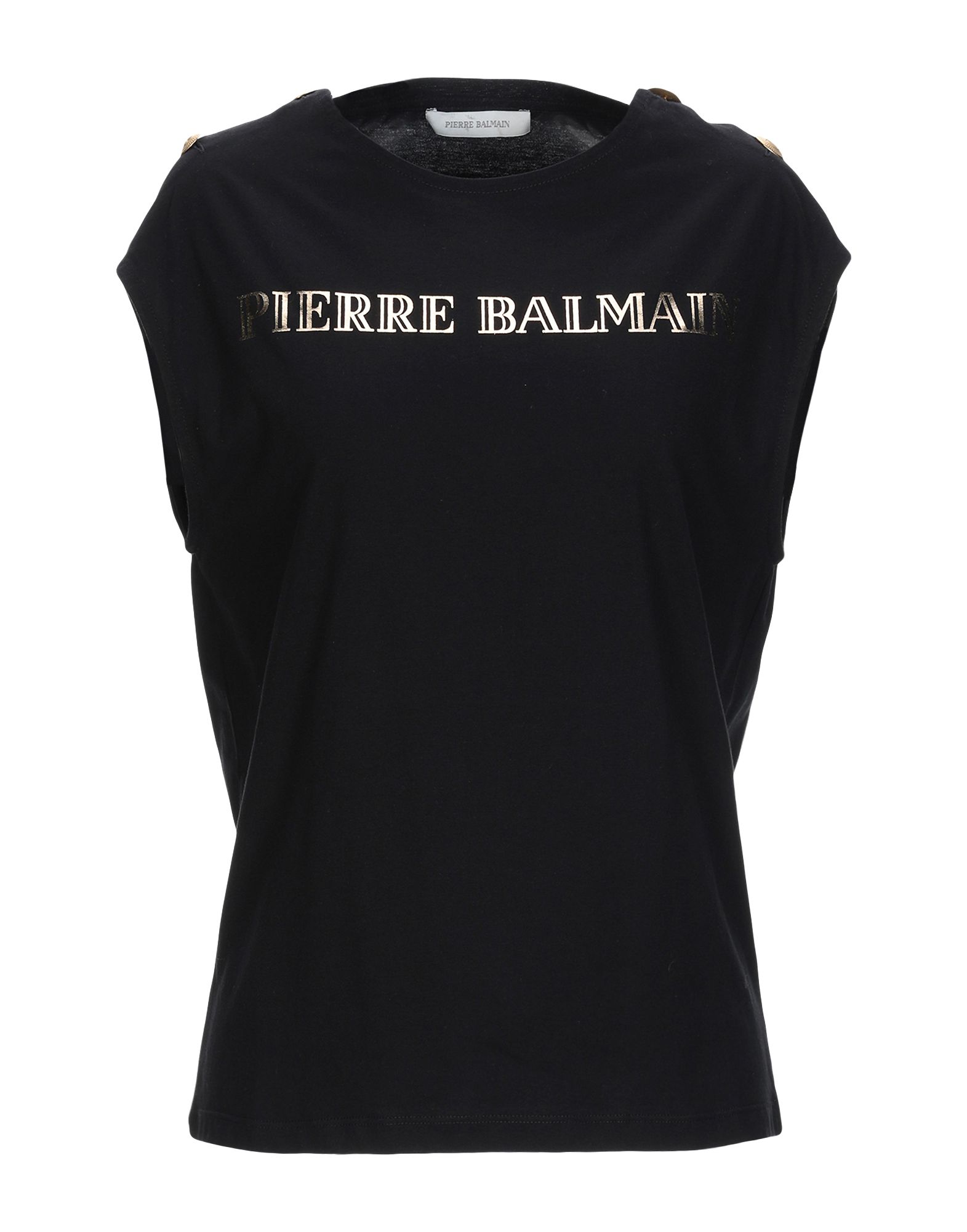 《送料無料》PIERRE BALMAIN レディース T シャツ ブラック 34 コットン 100%