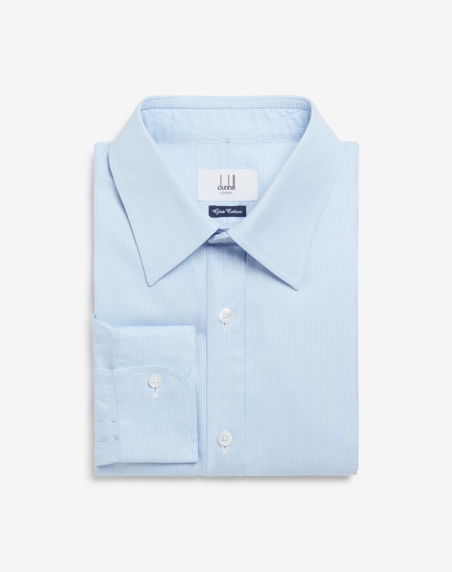 Dunhill Formal Micro Check Giza Cotton Shirt In Blue
