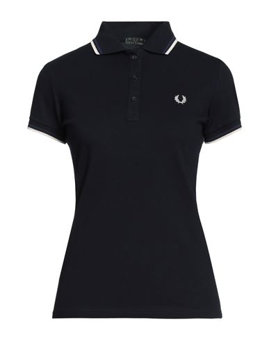 Fred Perry Woman Polo Shirt Navy Blue Size S Cotton, Elastane