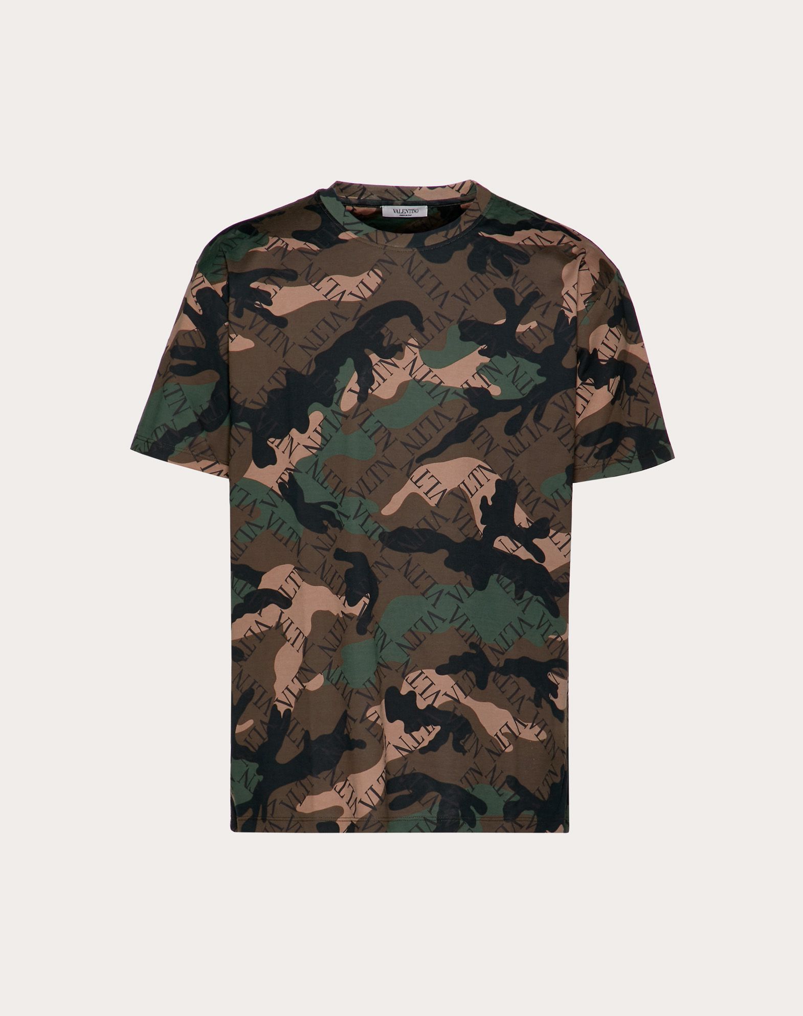 CAMOUFLAGE T-SHIRT WITH VLTN GRID PRINT 
