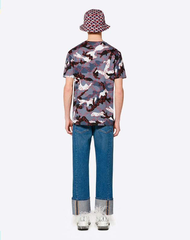 CAMOUFLAGE T-SHIRT WITH VLTN GRID PRINT for Man | Valentino Online Boutique