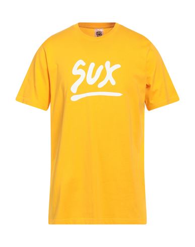 Man T-shirt Orange Size XL Cotton