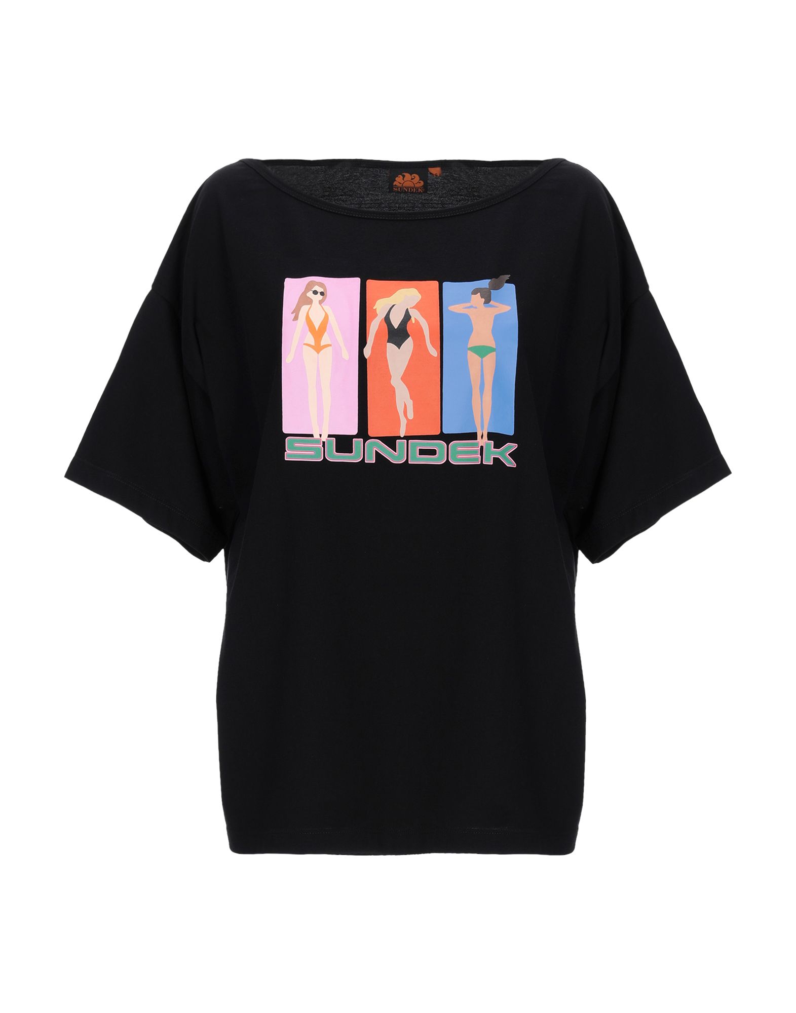 《送料無料》SUNDEK レディース T シャツ ブラック S コットン 100%