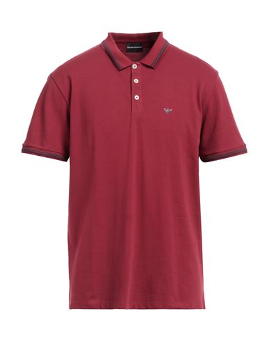 Shop Emporio Armani Man Polo Shirt Burgundy Size Xxl Cotton, Elastane In Red