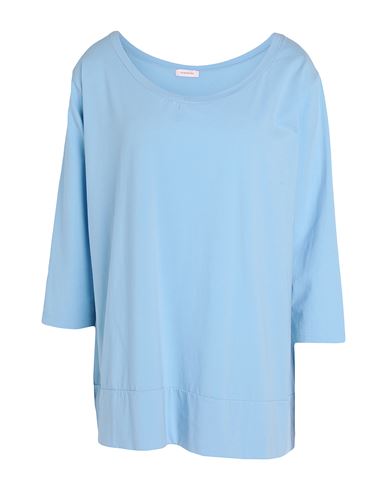Rossopuro Woman T-shirt Sky Blue Size L Cotton, Elastane