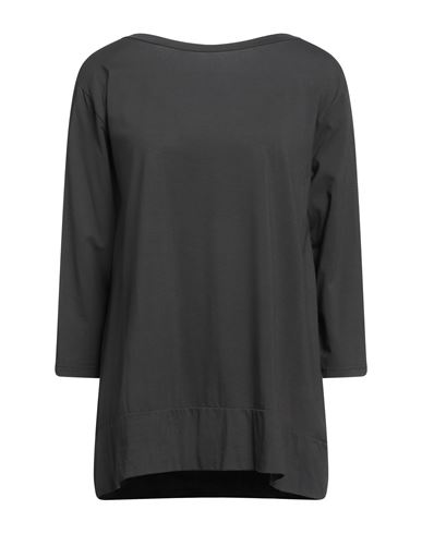 Rossopuro Woman T-shirt Lead Size M Cotton, Elastane In Grey
