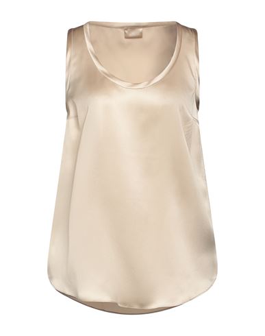 Brunello Cucinelli Reversible Stretch Silk Satin Top In Beige