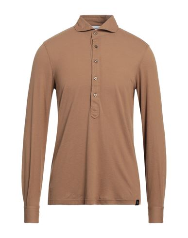 Gran Sasso Man Polo Shirt Light Brown Size 38 Cotton In Beige