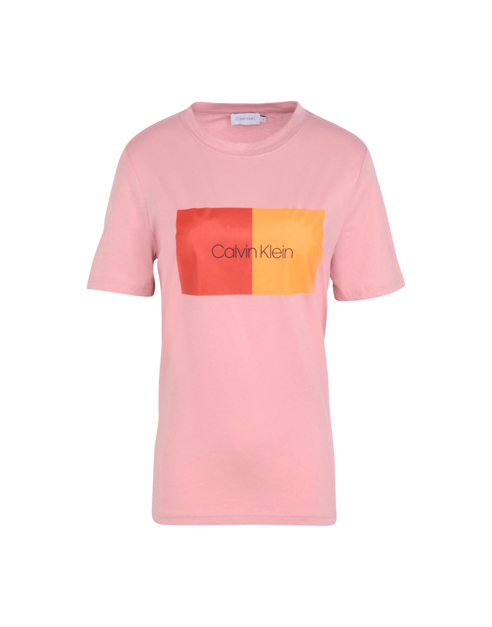 《セール開催中》CALVIN KLEIN レディース T シャツ ピンク XS 100% コットン DUO LOGO PRT T-SHIRT