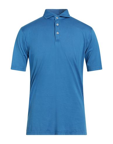 Fedeli Man Polo Shirt Azure Size 40 Cotton In Blue