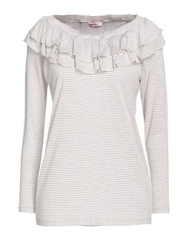 Manila Grace Woman T-shirt Beige Size 0 Polyester, Cotton, Linen, Metallic fiber