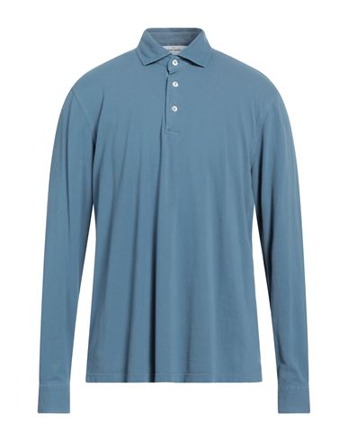 Gran Sasso Man Polo Shirt Slate Blue Size 46 Cotton